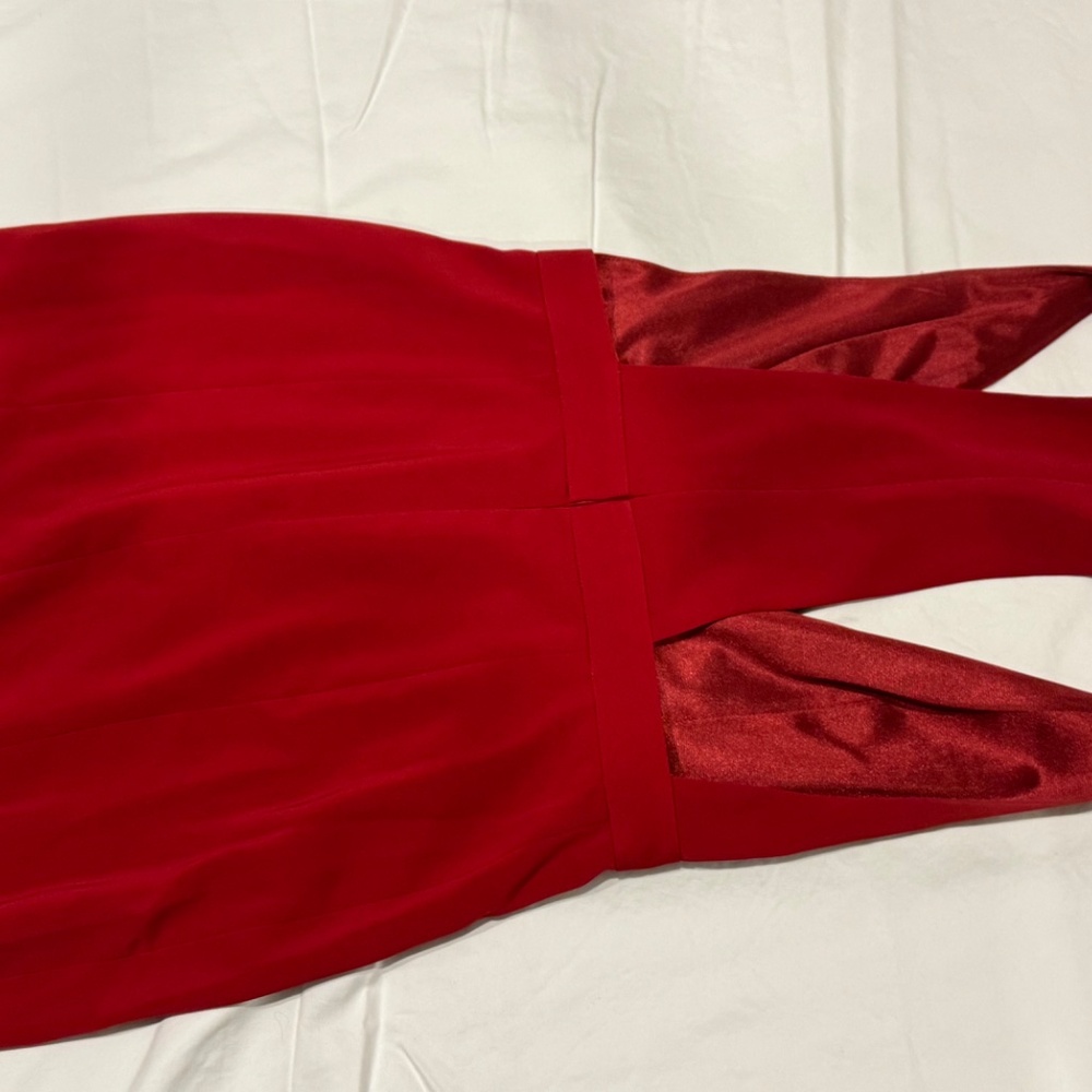 Jay Godfrey Kit Plunge Midi Dress (Red), Size 6 - Picture 3 of 4
